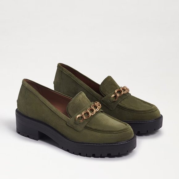 Sam Edelman Women’s Taelor Chained Lug-Sole Loafers Olive Suede 6.5 / 37 - Picture 4 of 5